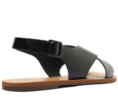 Rasteira Preta Couro Capri