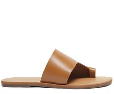 Rasteira Marrom Couro Geométrica