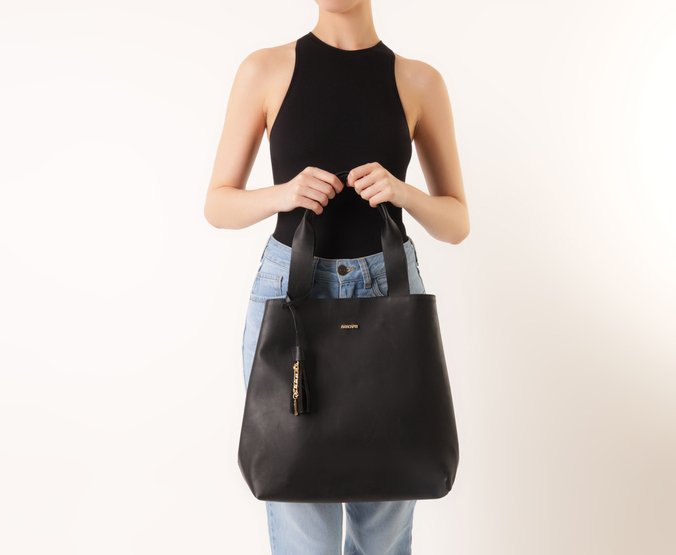 Bolsa Shopping Grande Maxi Barbicacho Preta