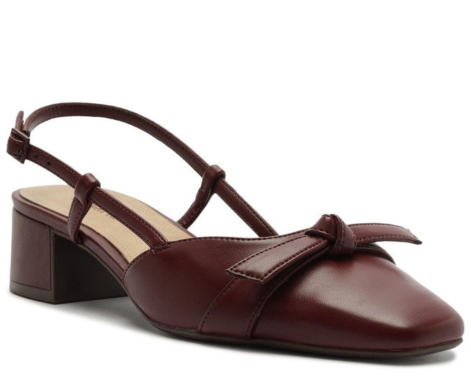 Scarpin Slingback Com Laço Vermelho