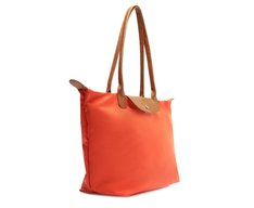 Bolsa Shopping Grande Nylon Botão Laranja