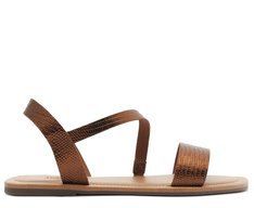 Rasteira Tiras Atanadas Couro Bronze