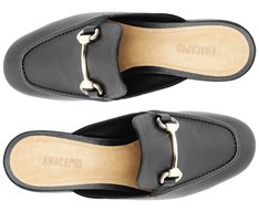 Mule Salto Bloco Loafer Preta