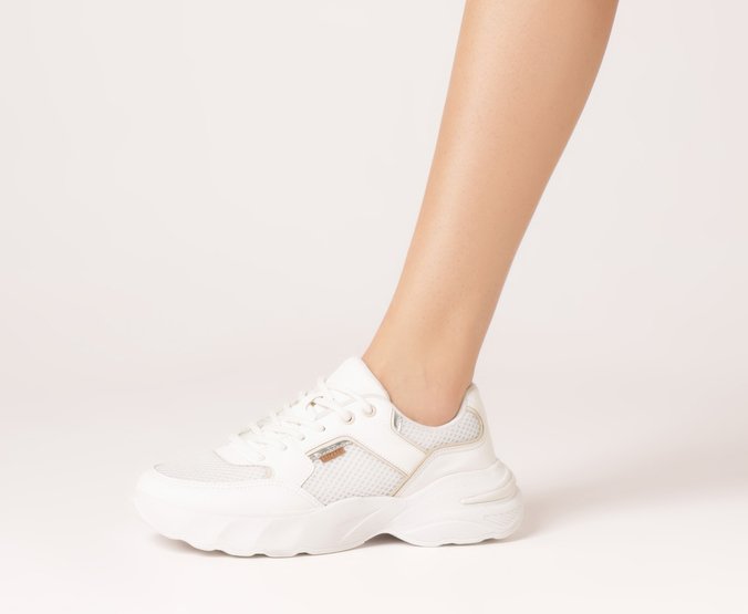 Tênis Chunky Branco Detalhe Bege