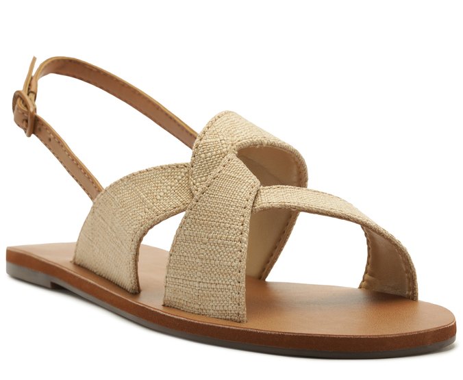Sandália Rasteira Slingback Trançada Bege