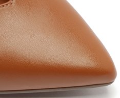 Sapatilha Slingback Salto Bloco Corte Triangular Marrom