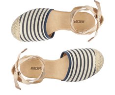 Sandália Espadrille Amarração Natural Branca e Azul