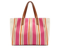 Bolsa Shopping Grande Lona Tricolor Rosa e Laranja