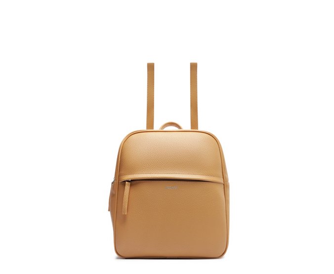 Mochila Média Zíper Básica Bege