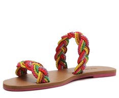 Rasteira Duas Tiras Entrelaçadas Multicolor