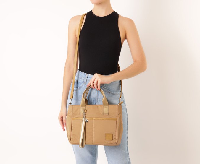 Bolsa Tote Grande Sporty Nylon Bege