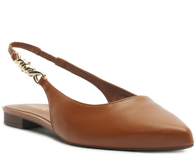 Sapatilha Slingback Bico Fino Marrom