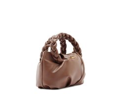 Bolsa Tiracolo Pequena Puffer Alça Trança Marrom