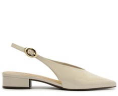 Sapatilha Slingback Salto Bloco Verniz Branca