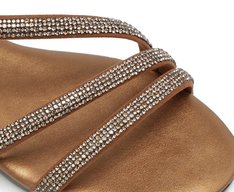 Rasteira Tira Curva Cristais Bronze