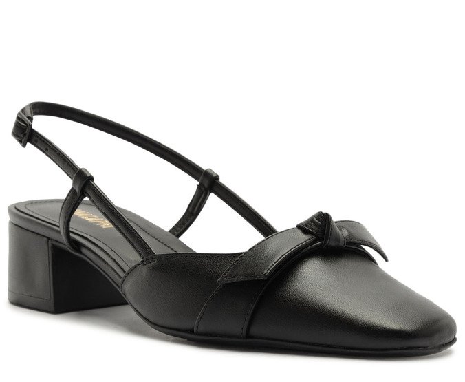 Scarpin Slingback Com Laço Preto