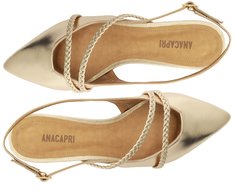 Sapatilha Slingback Salto Bloco Tranças Dourada