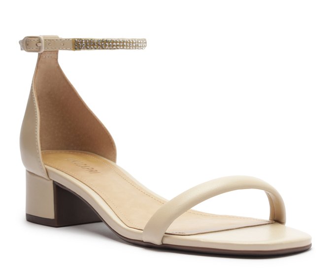 Sandália Salto Bloco Tira Glam Branca