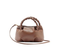 Bolsa Tiracolo Pequena Puffer Alça Trança Marrom