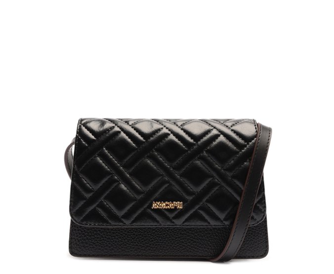 Bolsa Tiracolo Pequena Texturizada Preta