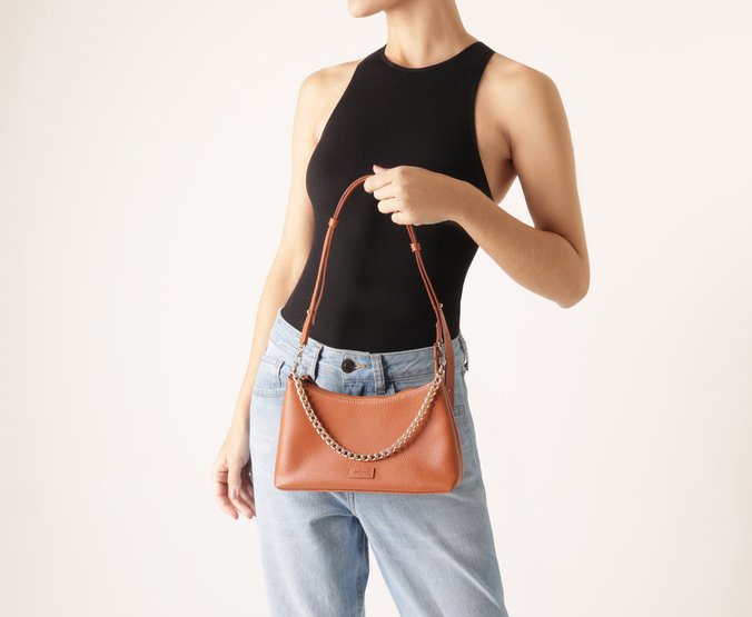 Bolsa Tiracolo Média Casual Corrente  Marrom