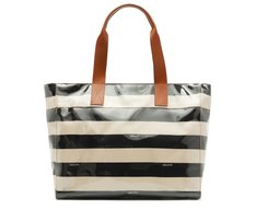 Bolsa Shopping Grande Listras Vinil Azul