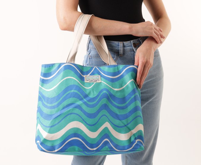 Bolsa Shopping Grande Ondas Sundown Azul
