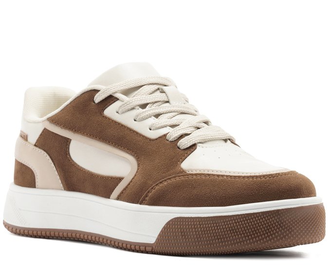 Tênis Esportivo Casual Bicolor Branco e Marrom