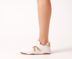 Tênis AC1119 Branco e Dourado