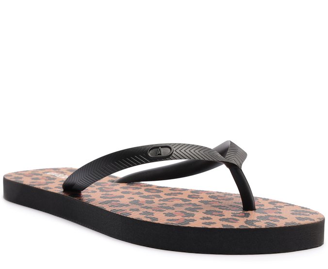 Rasteira de Dedo Jelly Animal Print Preto