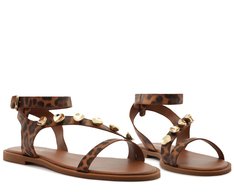 Rasteira Tiras Adorno Animal Print