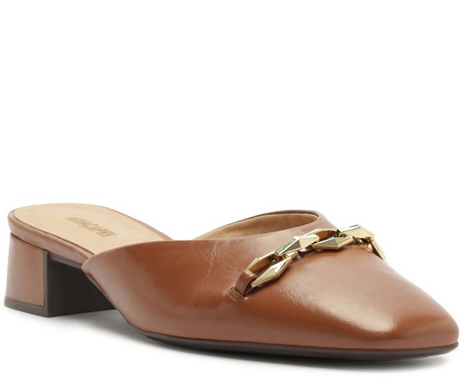 Mule Salto Bloco Corrente Marrom