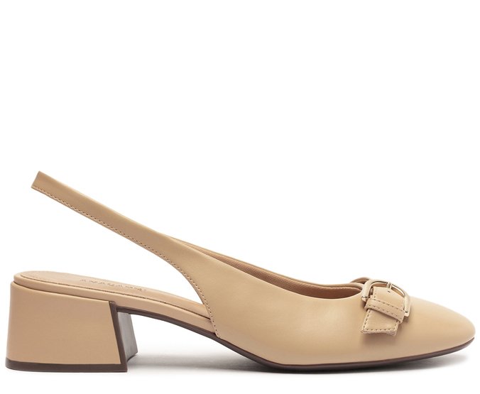 Sapatilha Slingback Fivela Elise Bege