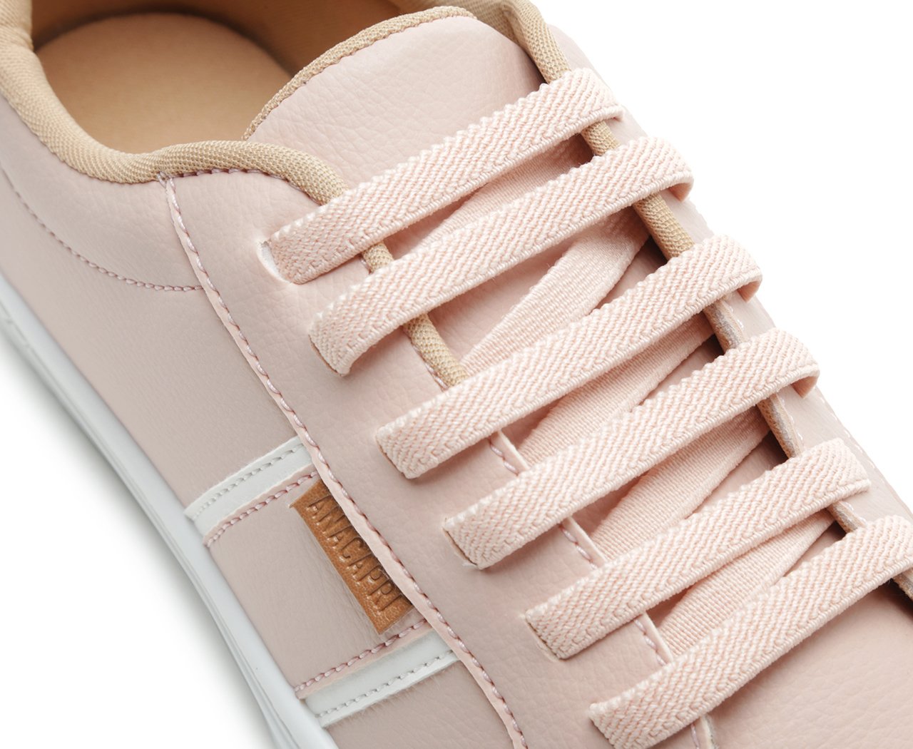 ♡ white♡ Tênis Cami Rosa Detalhe Branco | Anacapri