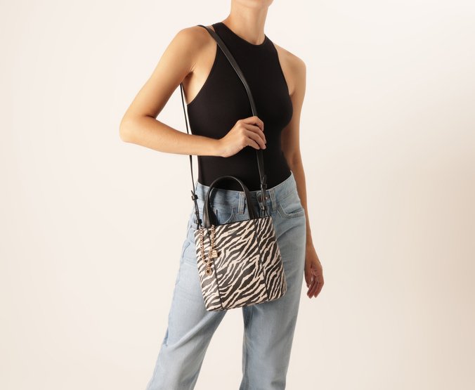 Bolsa Tote Média Madri Chaveiro Animal Print Zebra