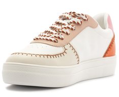 Tênis Pespontos Laranja Ayla Branco