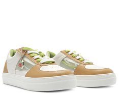 Tênis de Amarrar Detalhe Lateral Aberta Branco e Nude Guaraná