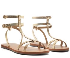 Rasteira Gladiadora com Tachas Dourada