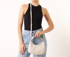 Bolsa Tiracolo Média Ondulada Platino Branca