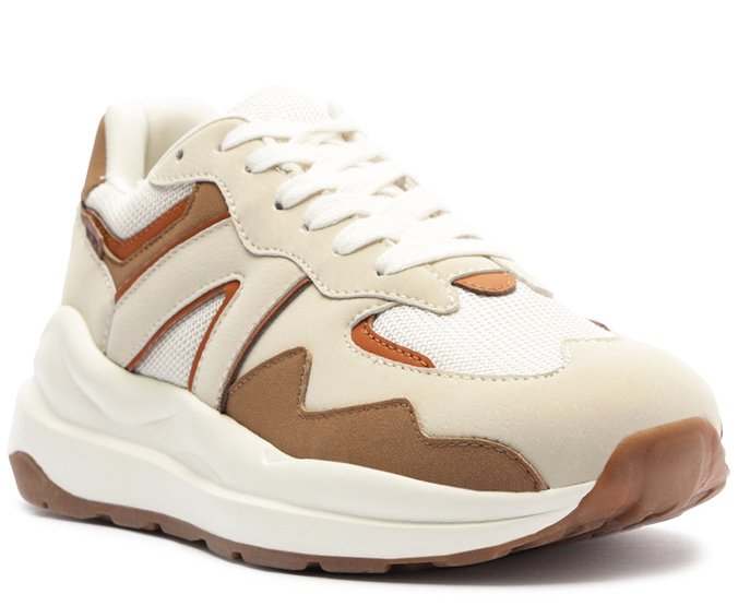 Tênis Sporty Mia Bege e Marrom