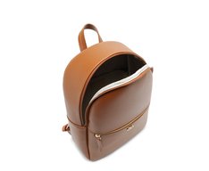 Mochila Média Zíper Frontal Marrom Curcuma