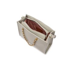 Bolsa Tote Média Alça Acorrentada Cinza