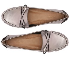 Mocassim Laço Lana Prateado