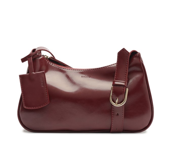 Bolsa Tiracolo Média Bag Charm Alça Fivela Vermelha
