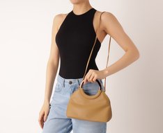 Bolsa Tiracolo Pequena Alça Metal Bege