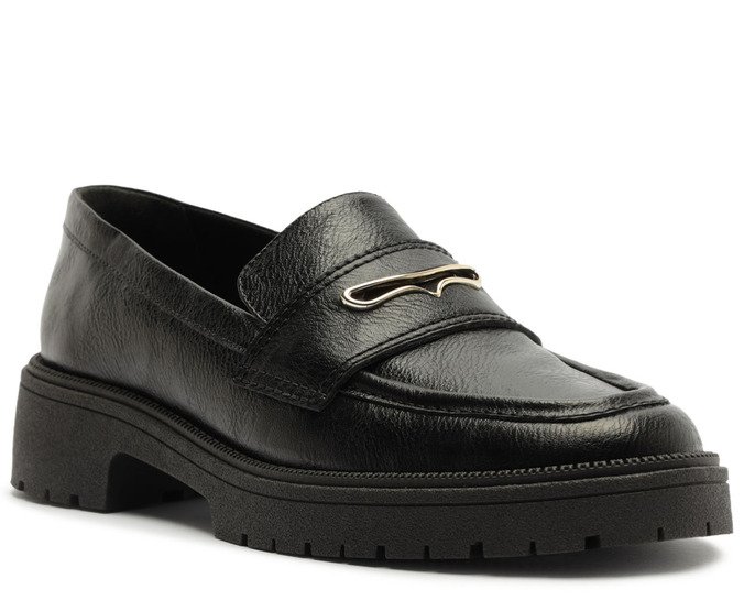 Mocassim Sola Tratorada Detalhe Metal Preto