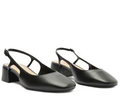 Sapatilha Slingback Basic Salto Bloco Preta