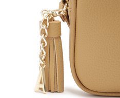 Bolsa Tiracolo Pequena Chaveiro Barbicacho Bege
