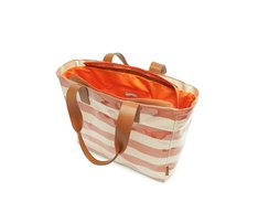 Bolsa Shopping Grande Listras Vinil Laranja