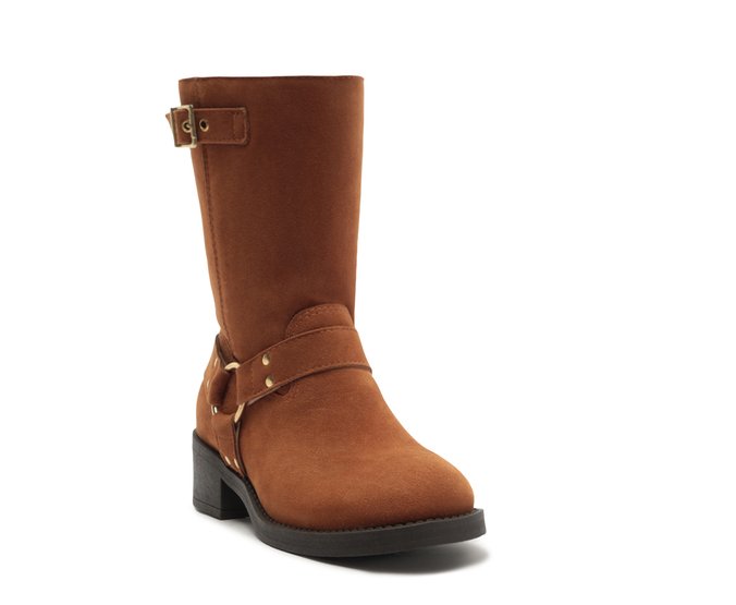 Bota Biker Cano Médio Marrom Caramelo